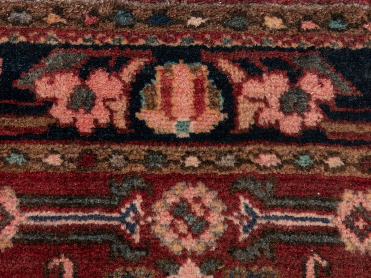 Persian Hamadan accent rug in burgundy and black, view 15 of 19