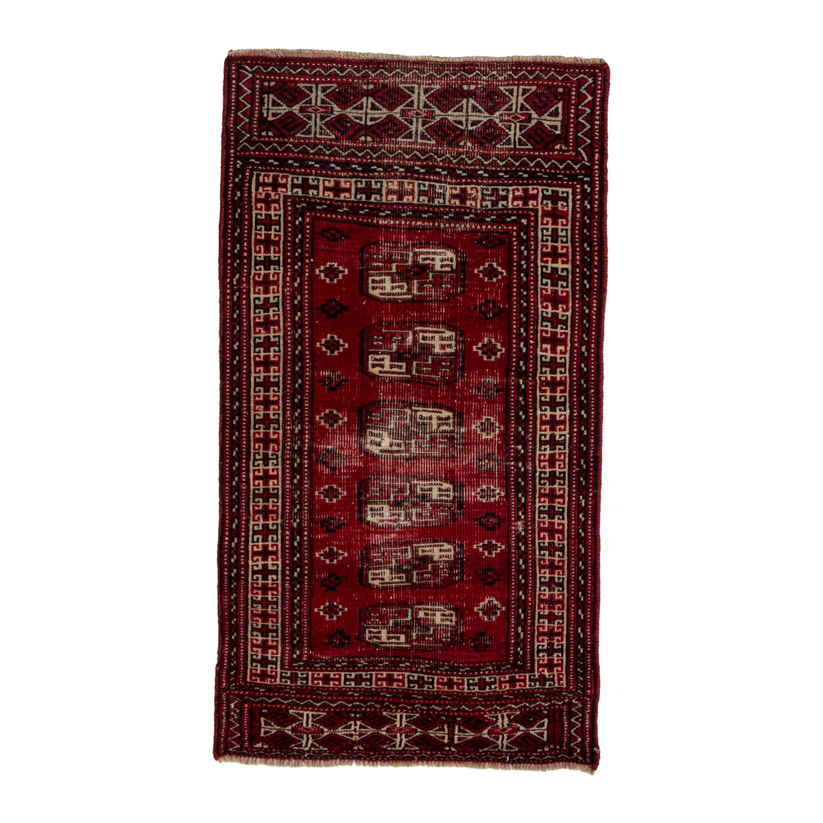 Persian Baluch accent rug in burgundy and ivory, 2'7" x 4'7"