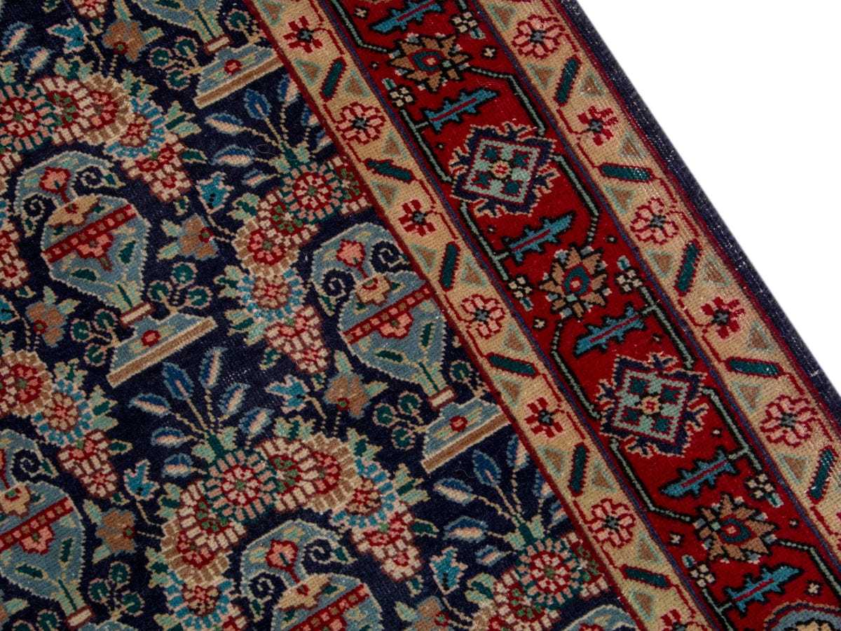 Persian Tabriz accent rug in navy and deep red, view 8 of 18