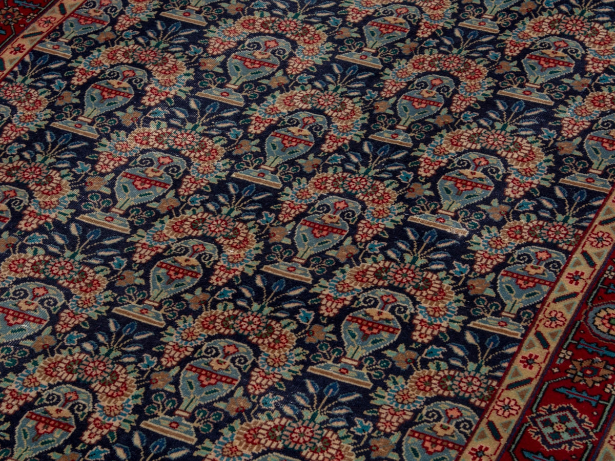 Persian Tabriz accent rug in navy and deep red, view 10 of 18