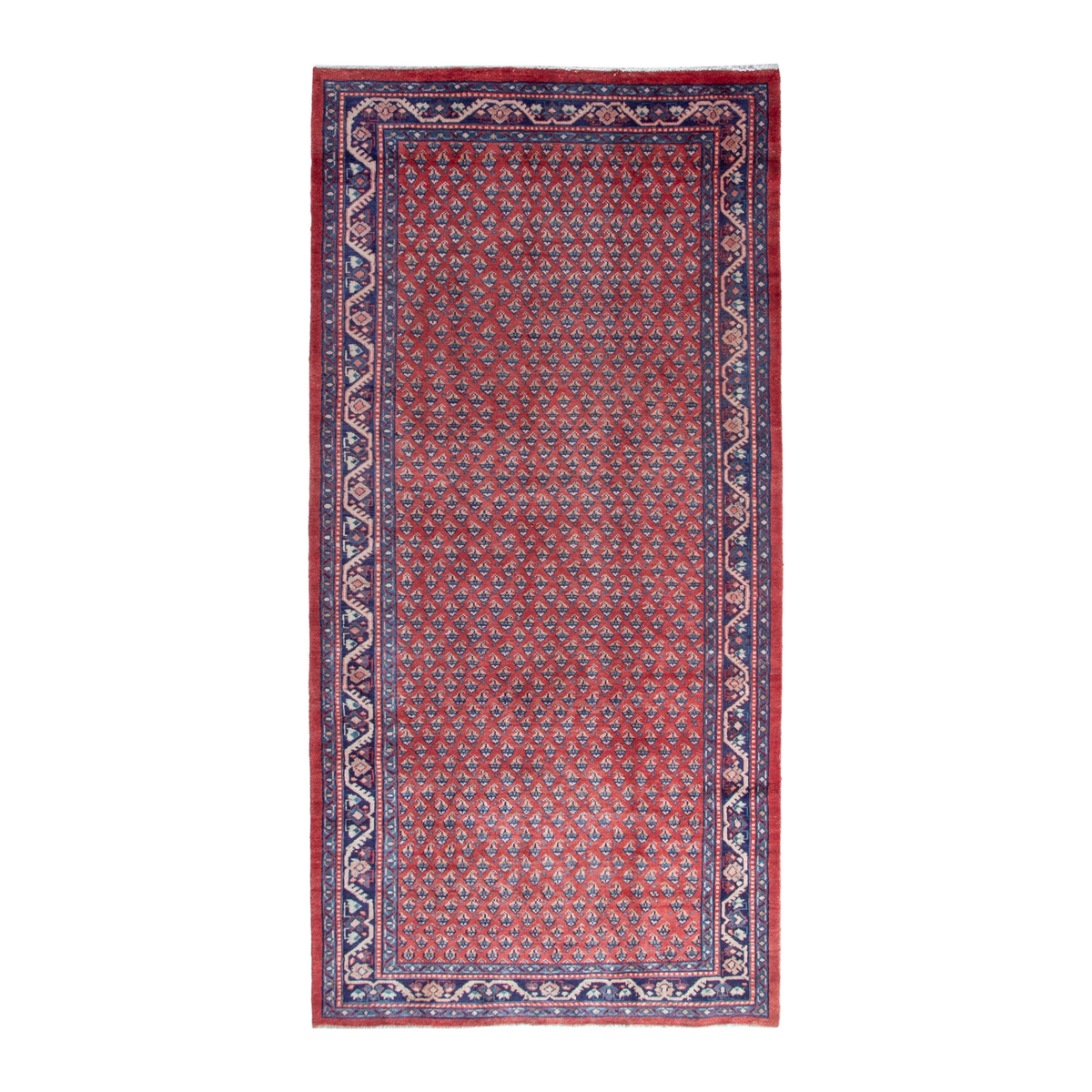 Persian Arak area rug in deep red and navy, 4'7" x 10'8"