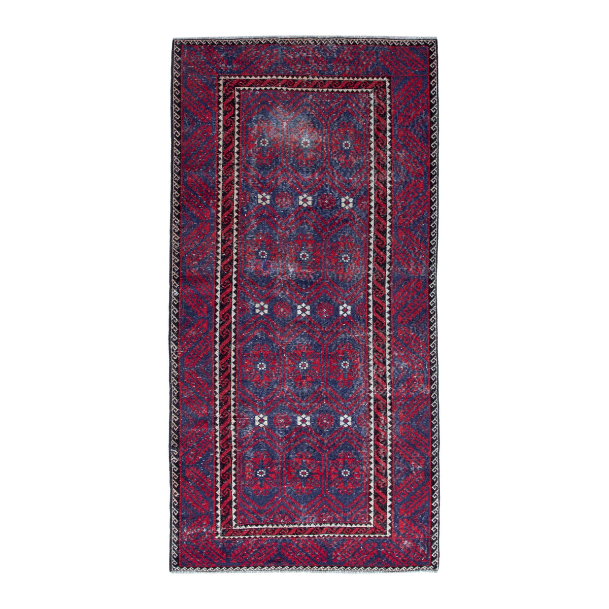 Persian Baluch area rug in burgundy and deep red, 4'5" x 9'