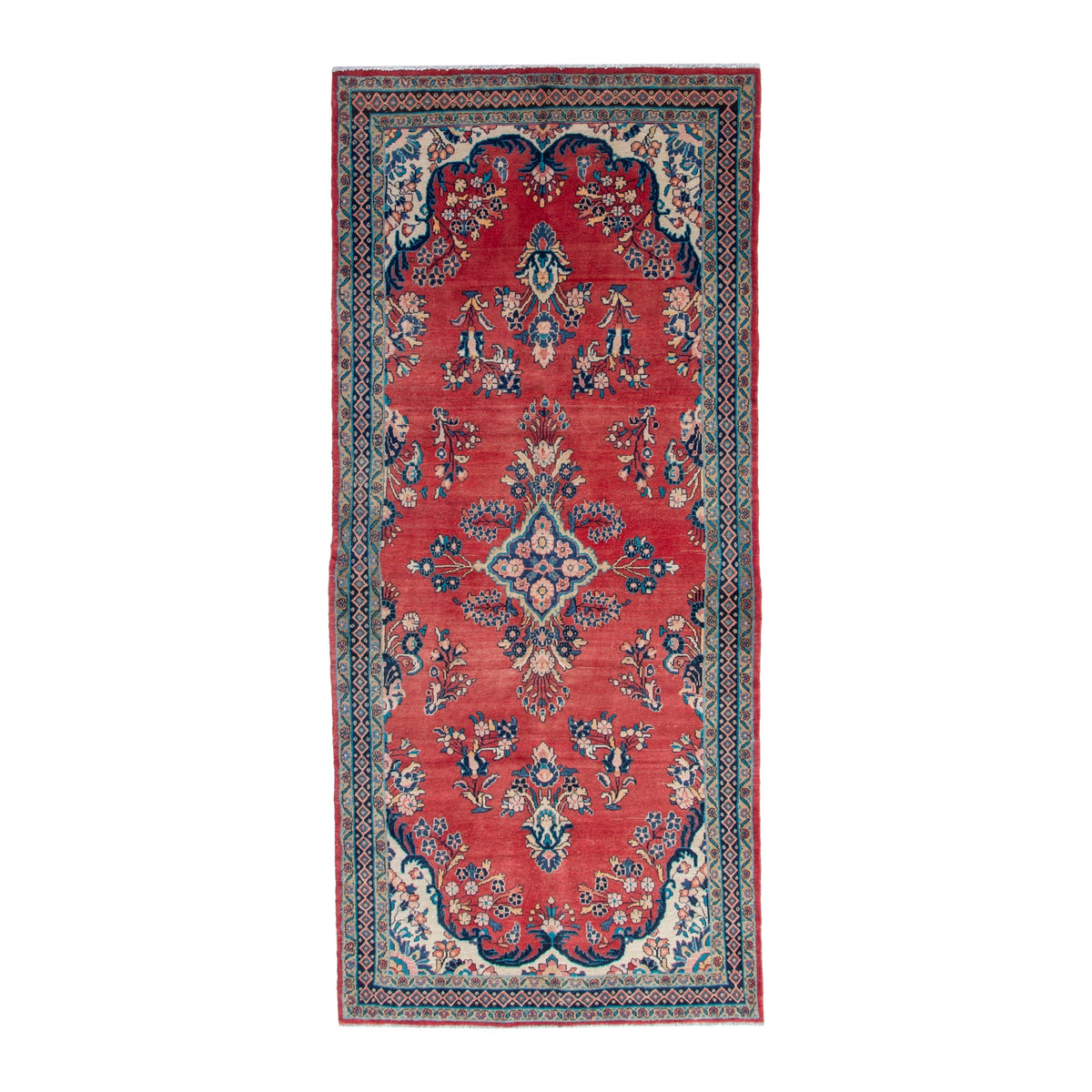Persian Mahal area rug in deep red and navy, 4'8" x 10'10"