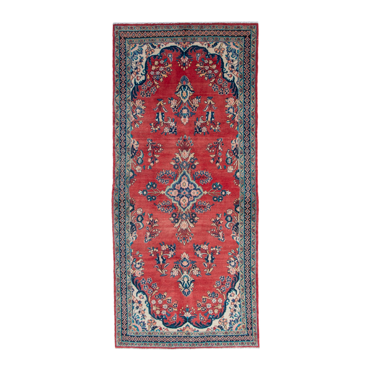 Persian Mahal area rug in deep red and navy, 4'8" x 10'10"
