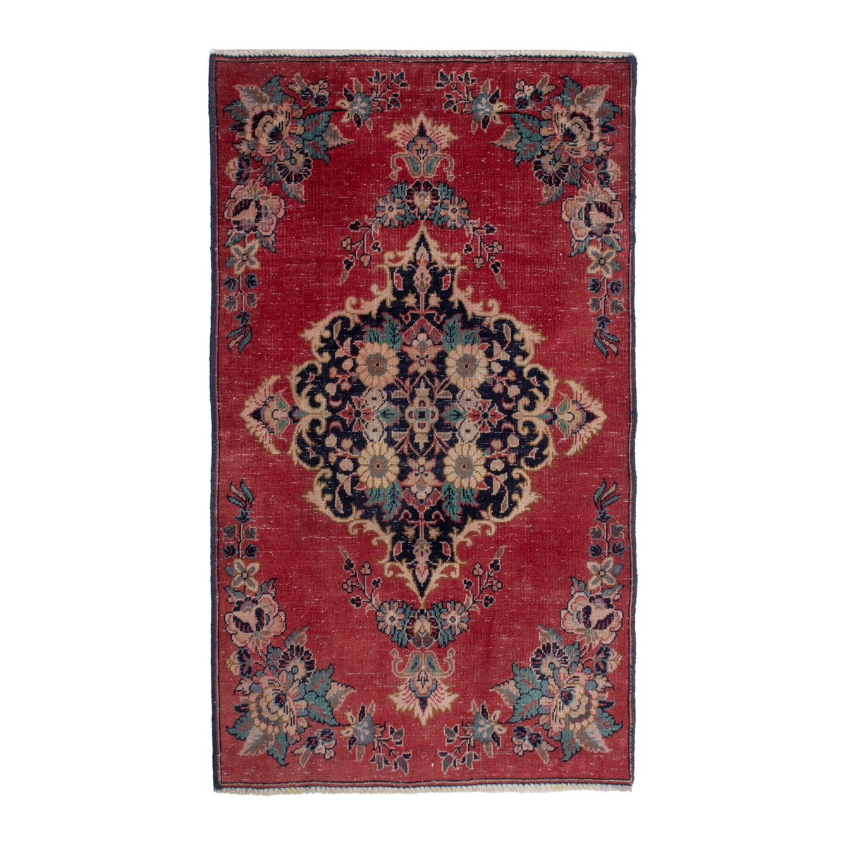 Persian Arak accent rug in deep red and deep indigo, 2'4" x 3'11"