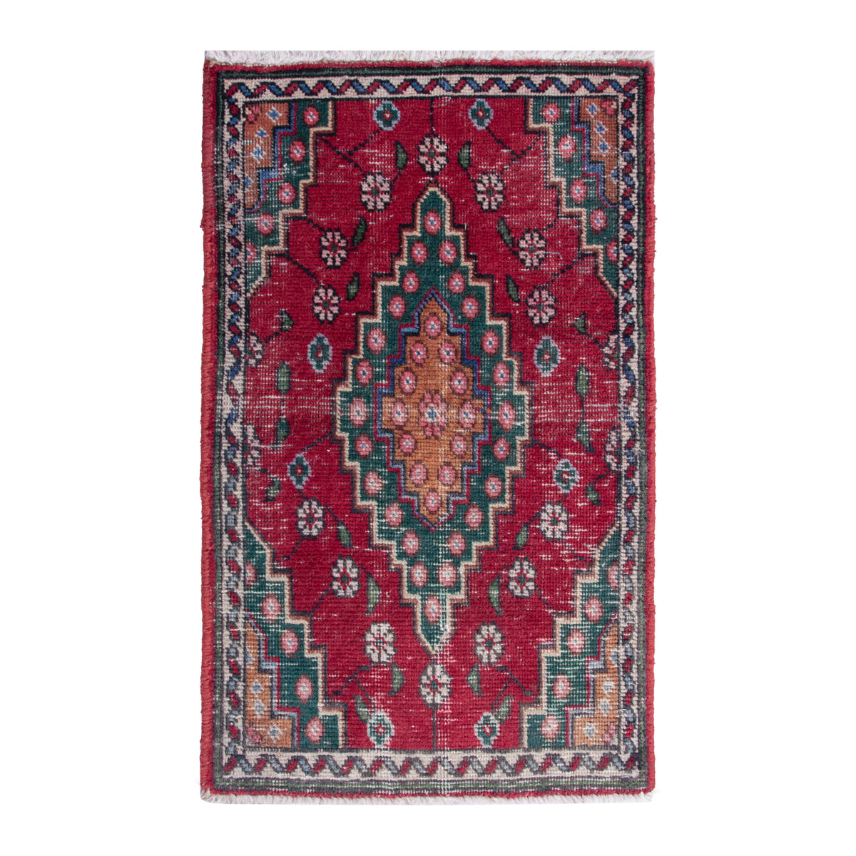 Persian Tabriz accent rug in burgundy and deep red, 1'8" x 2'7"