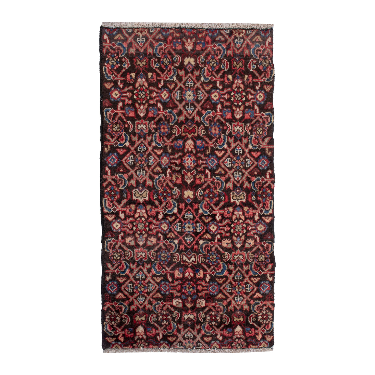 Persian Hamedan accent rug in burgundy and deep red, 2'1" x 3'9"