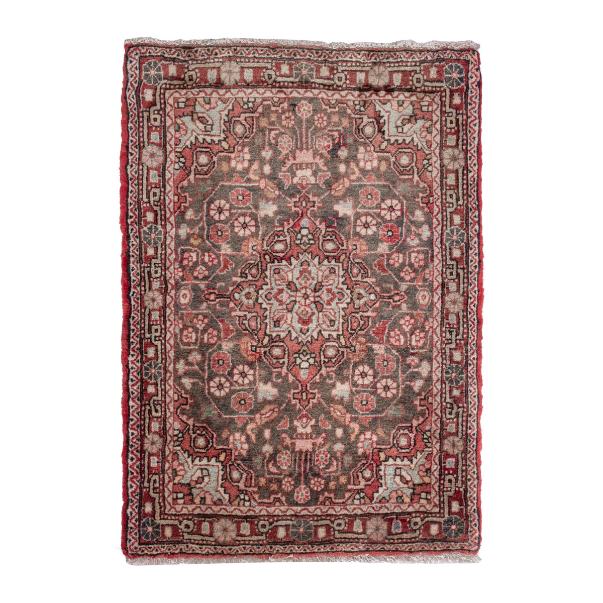 Persian Malayer accent rug in dusty rose and faded red, 2'2" x 2'9"