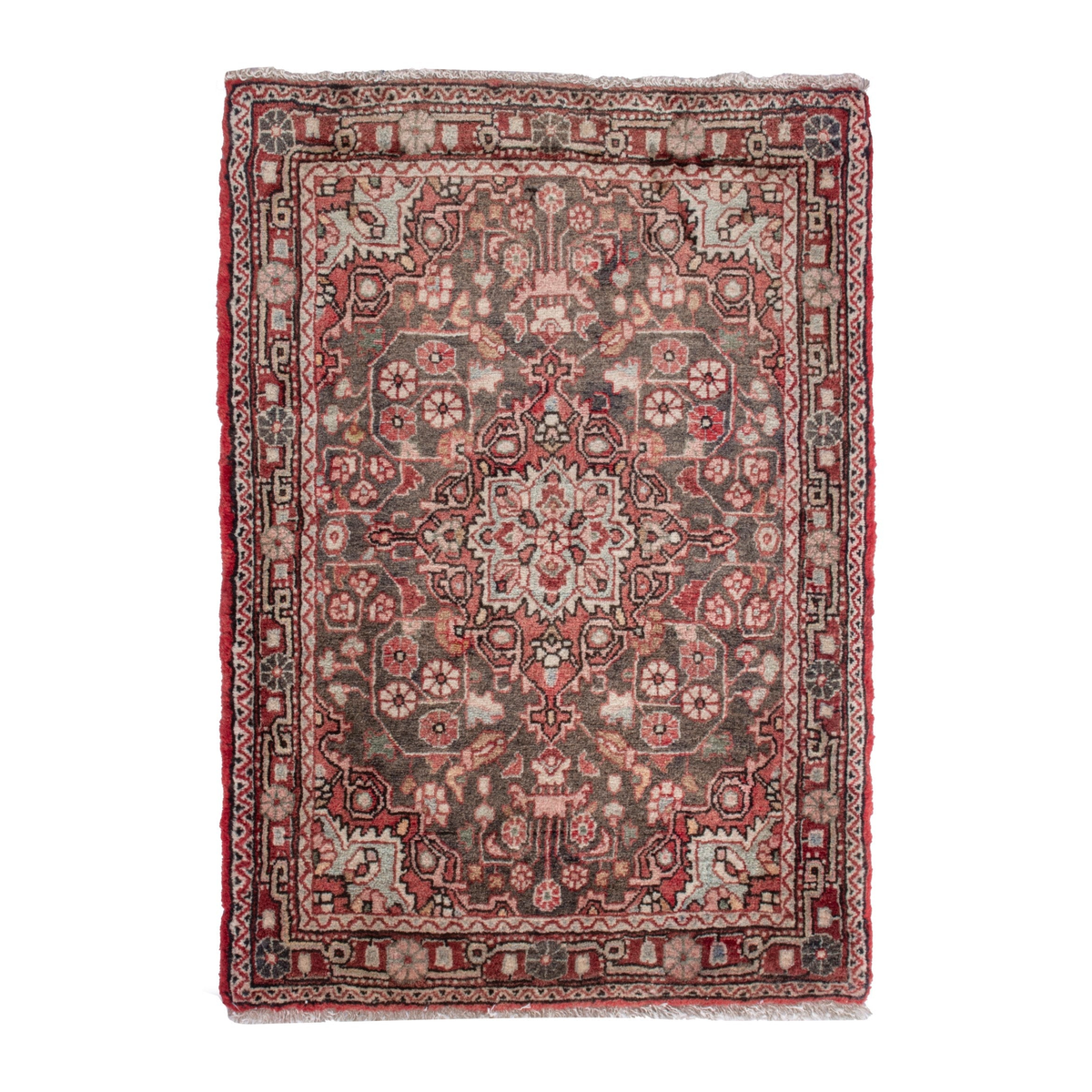 Persian Malayer accent rug in dusty rose and faded red, 2'2" x 2'9"