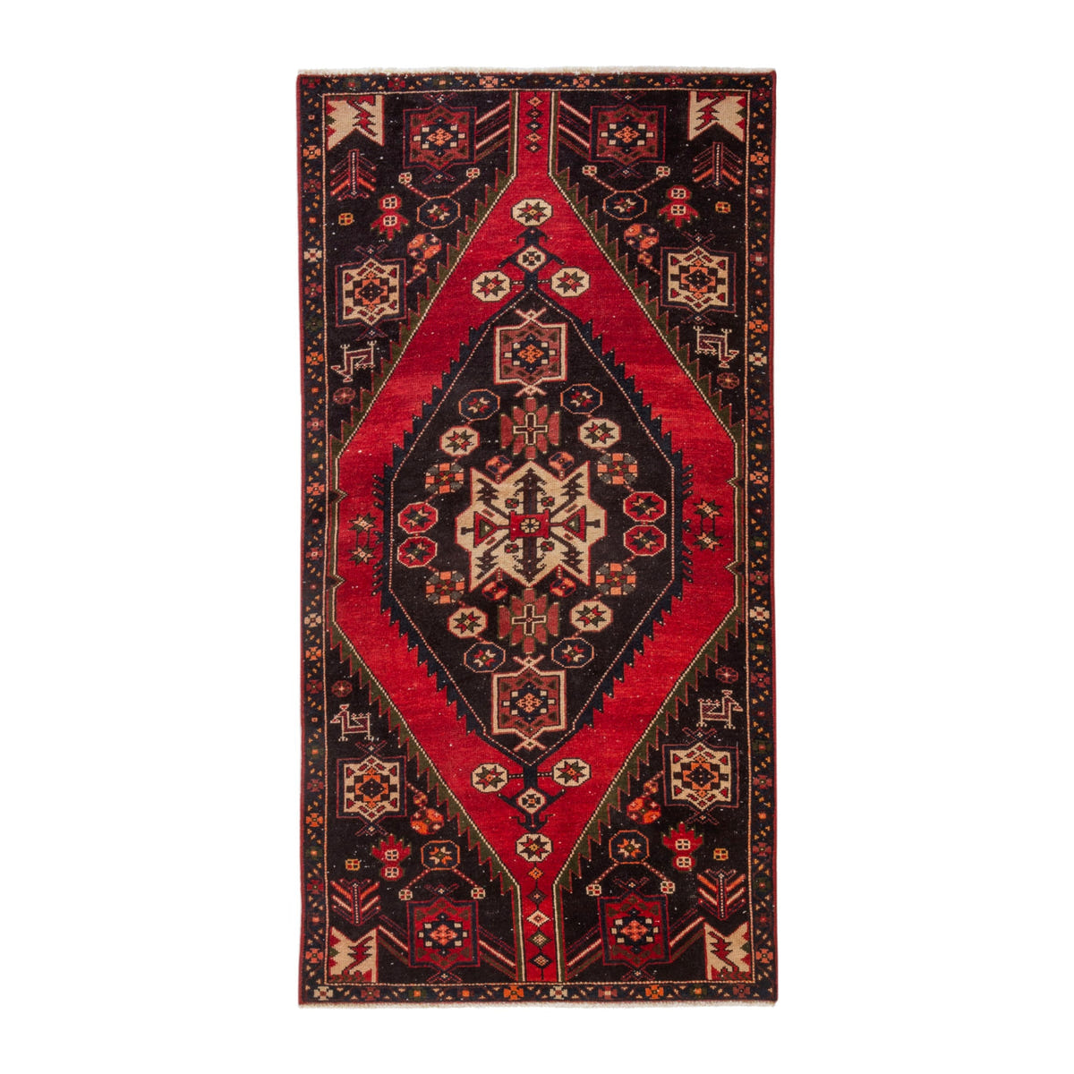 Persian Saveh runner rug in burgundy and deep red, 3'1" x 6'3"