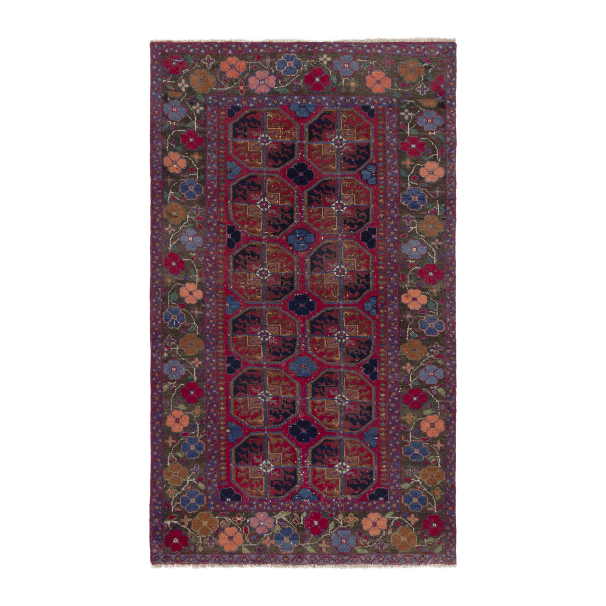 Persian Baluch accent rug in burgundy and deep red, 3'5" x 5'4"
