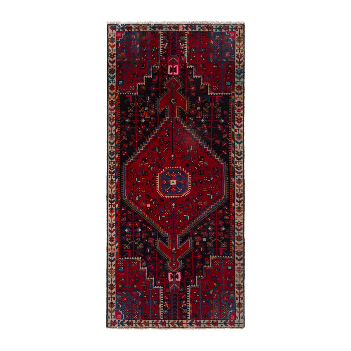 Persian Toyserkan accent rug in deep red and cream, 2'7" x 5'8"
