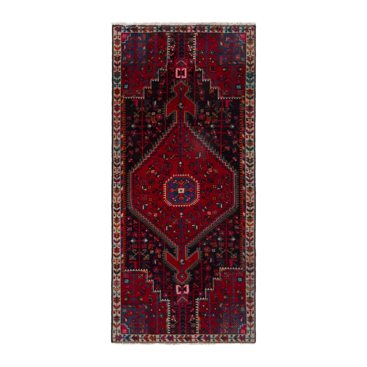 Persian Toyserkan accent rug in deep red and cream, 2'7" x 5'8"