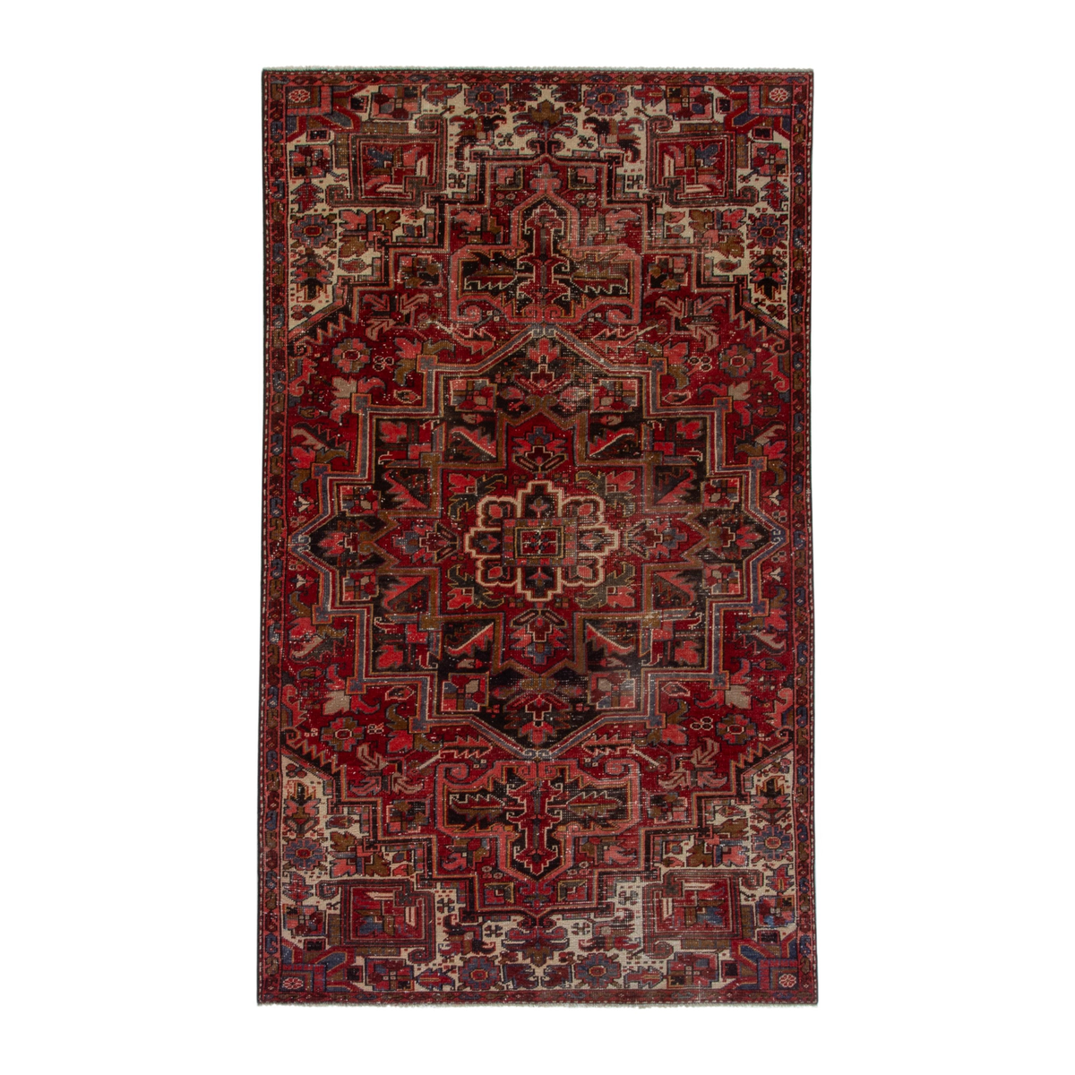 Persian Gorevan area rug in deep red and rust, 6' x 10'