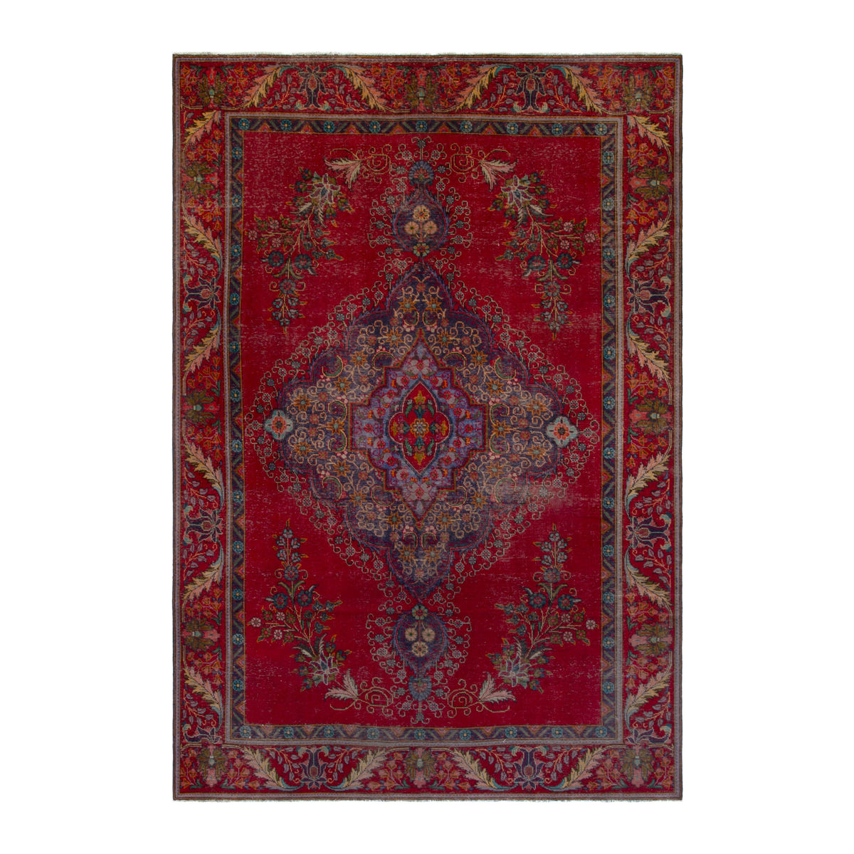 Persian Tabriz oversized rug in deep red and burgundy, 9'1" x 12'8"