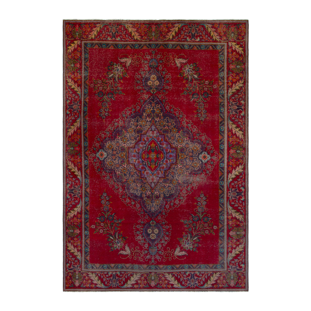 Persian Tabriz oversized rug in deep red and burgundy, 9'1" x 12'8"