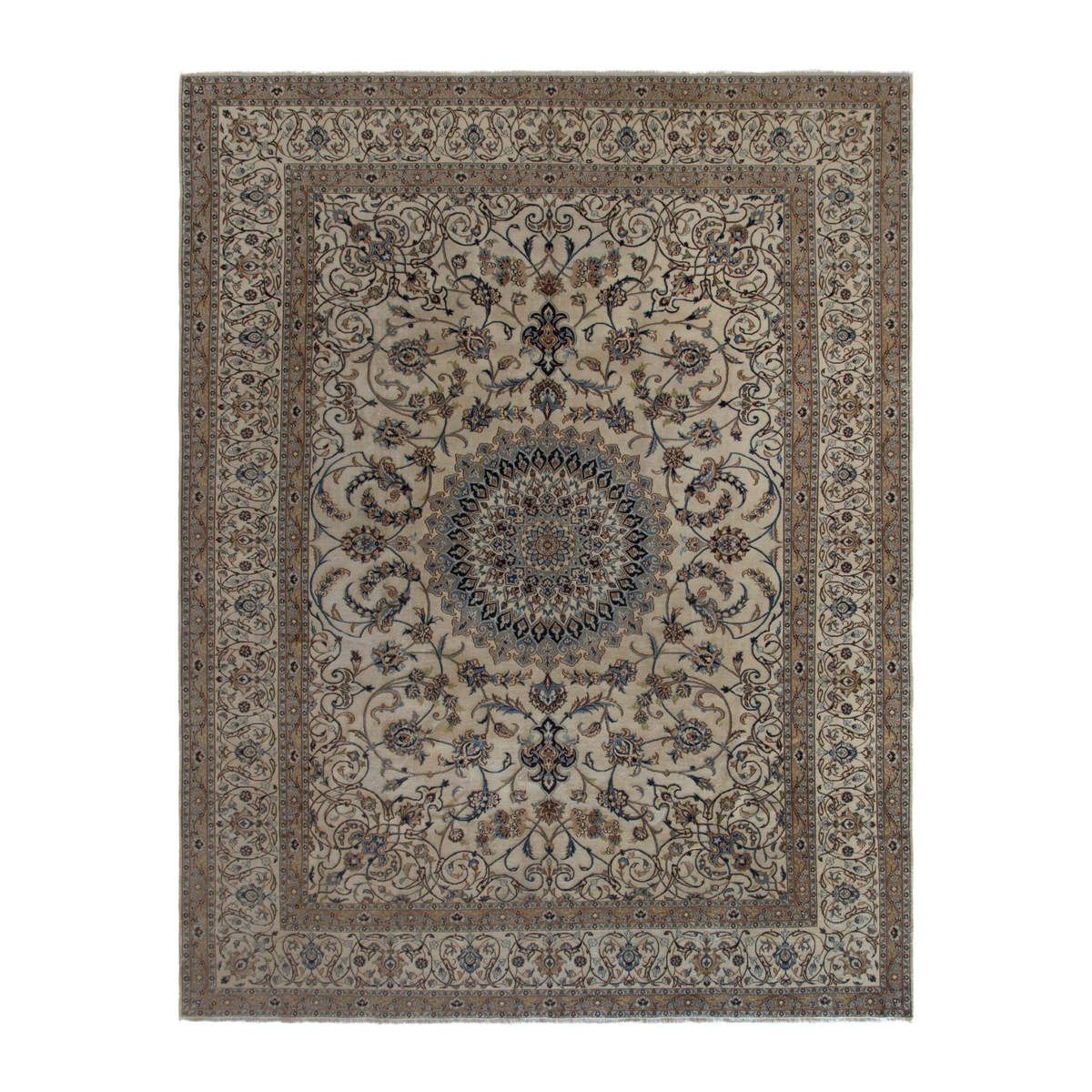Persian Nain oversized rug in cream and taupe, 9'6" x 12'10"