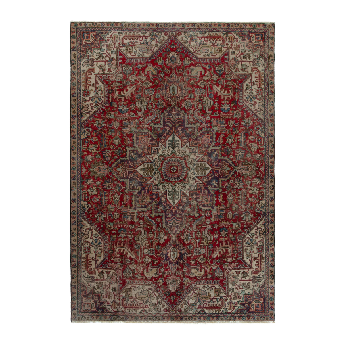 Persian Tabriz oversized rug in deep red and greige, 7'1" x 10'6"