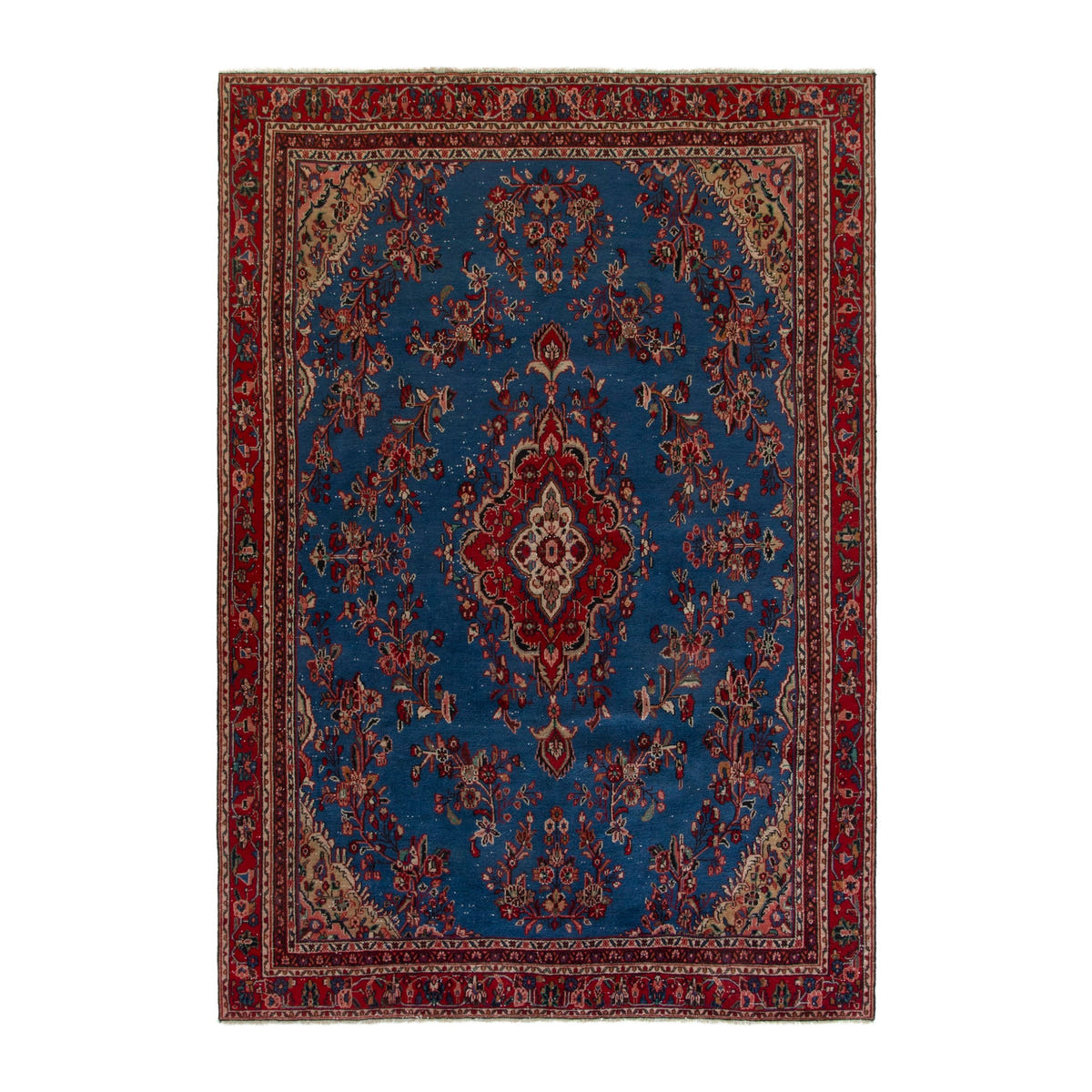 Persian Hamedan oversized rug in dark blue and deep red, 8'2" x 11'6"