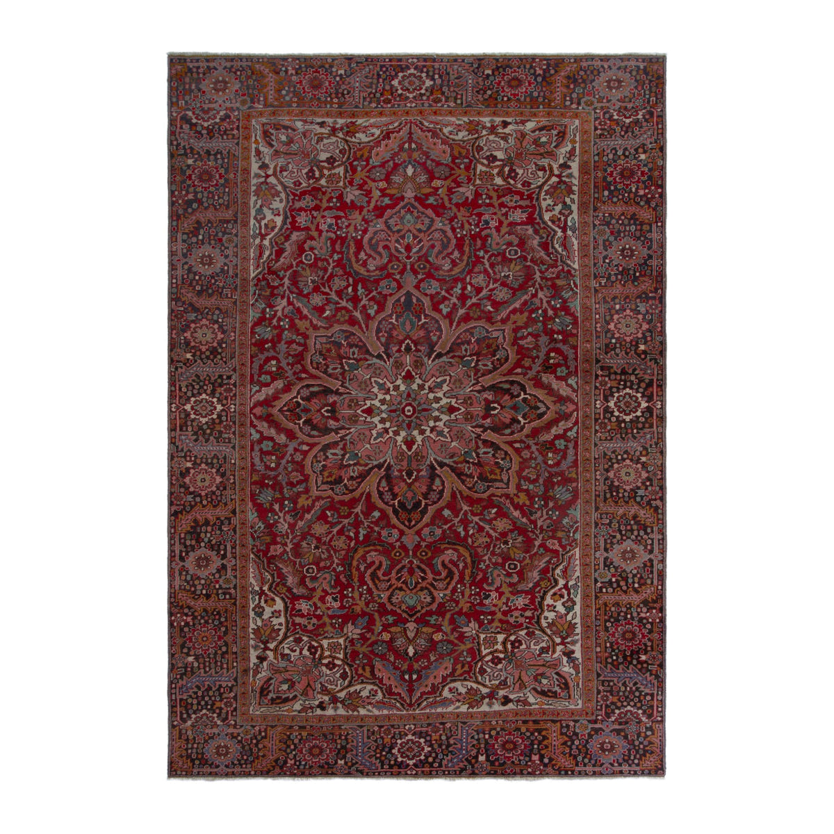 Persian Heriz oversized rug in deep red and dark brown, 8'4" x 12'11"