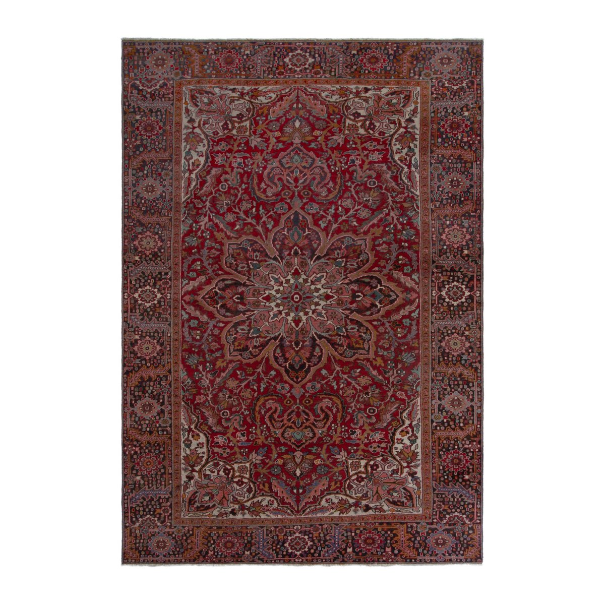 Persian Heriz oversized rug in deep red and dark brown, 8'4" x 12'11"
