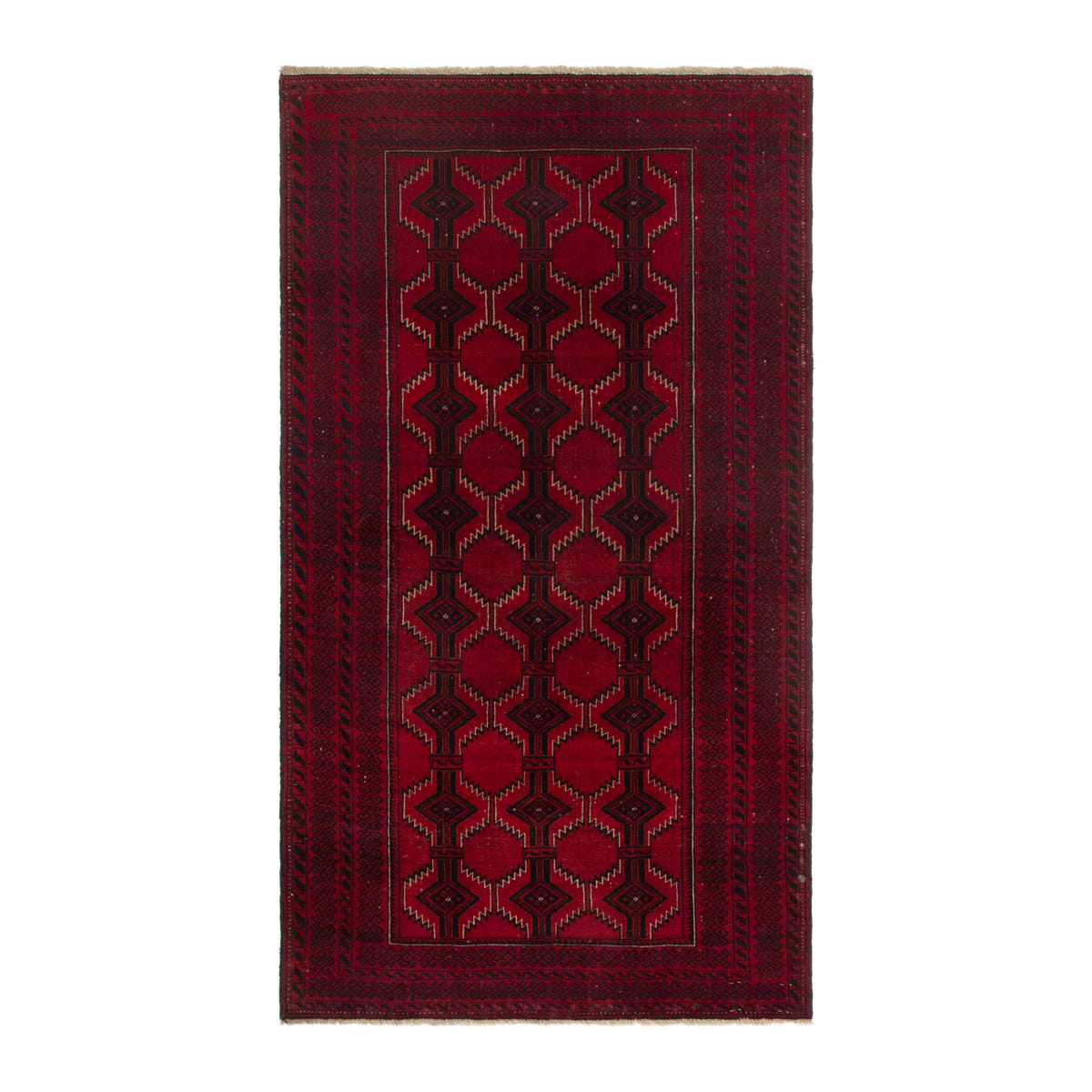 Persian Baluch accent rug in burgundy and deep red, 3'4" x 6'3"