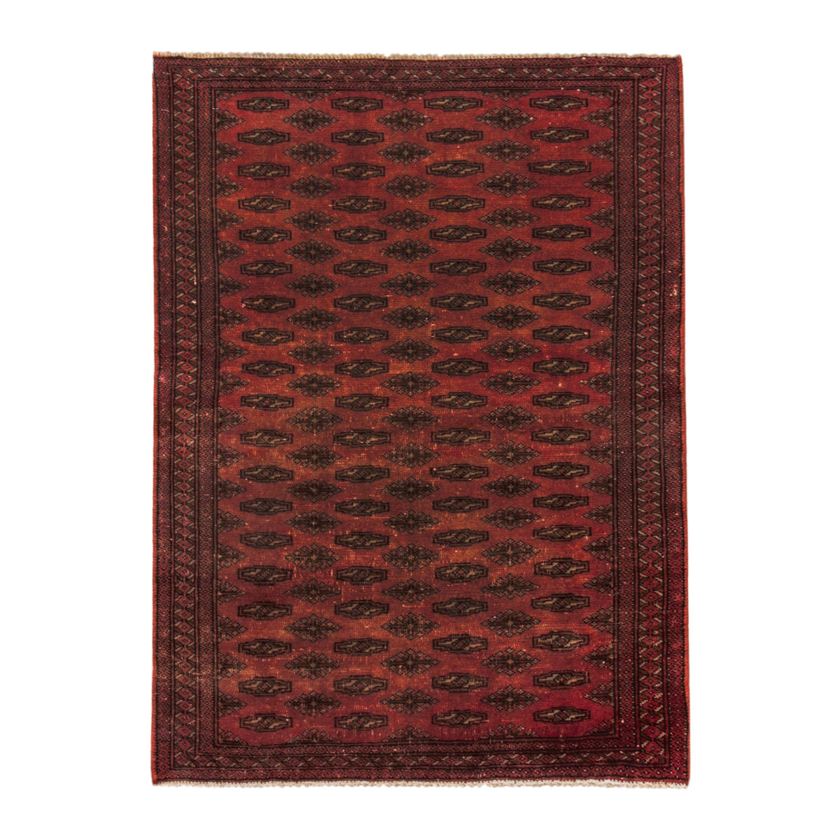Persian Torkaman accent rug in deep red and dark brown, 3'3" x 4'3"