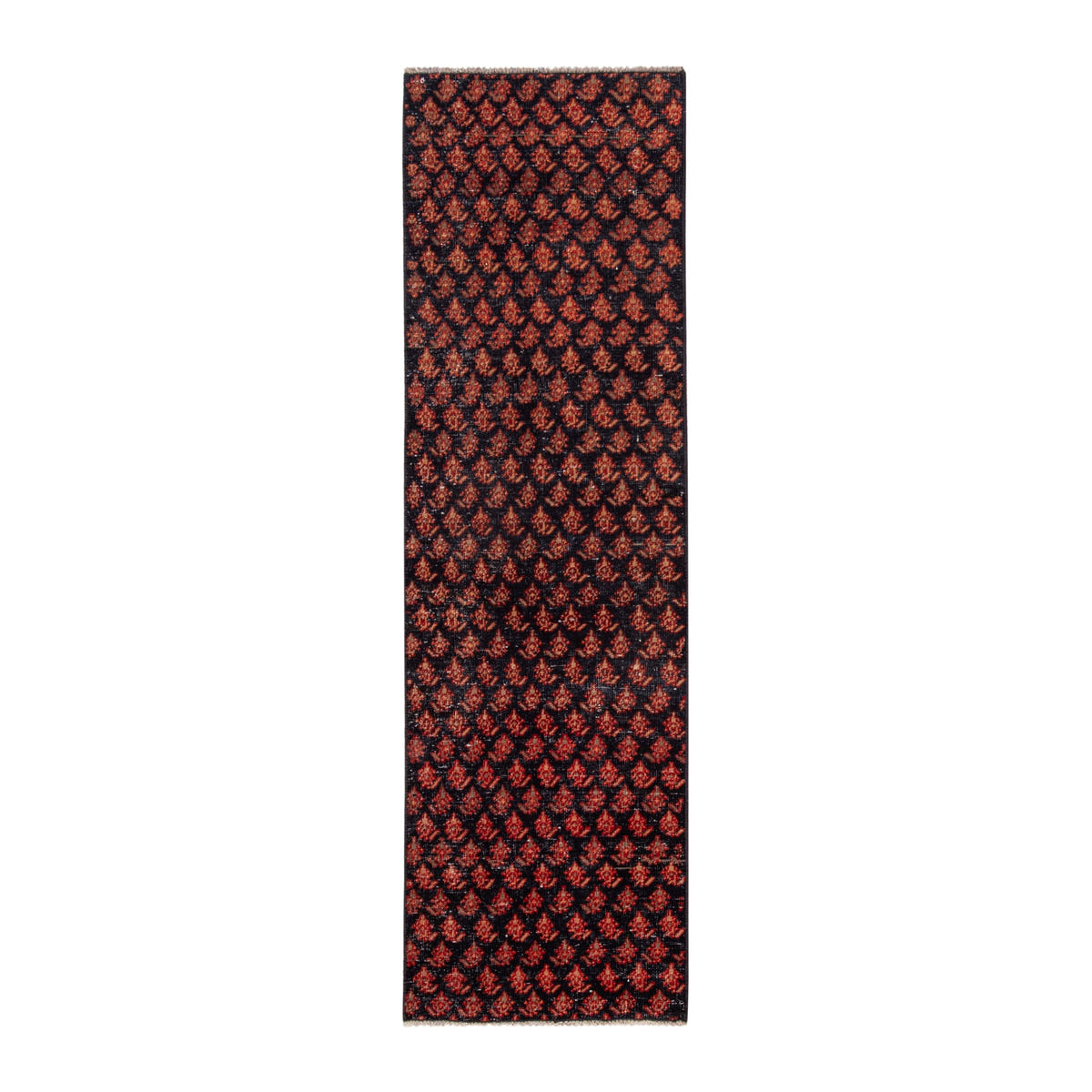 Persian Arak runner rug in navy and rust, 2' x 6'8"