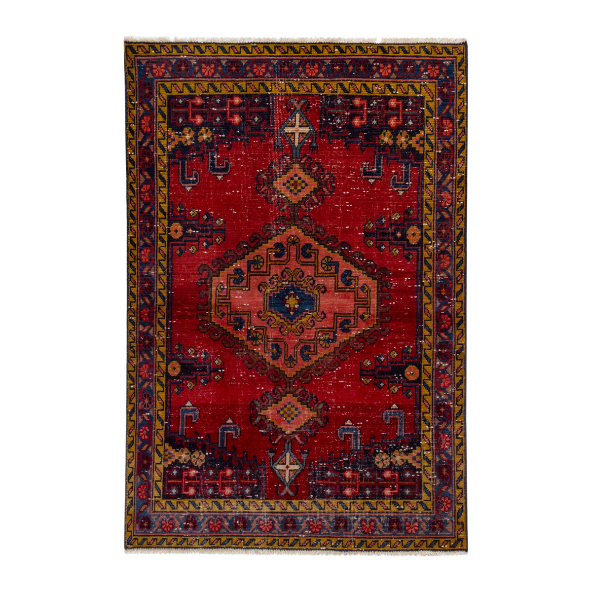 Persian Vist accent rug in deep red and burgundy, 3'7" x 5'5"