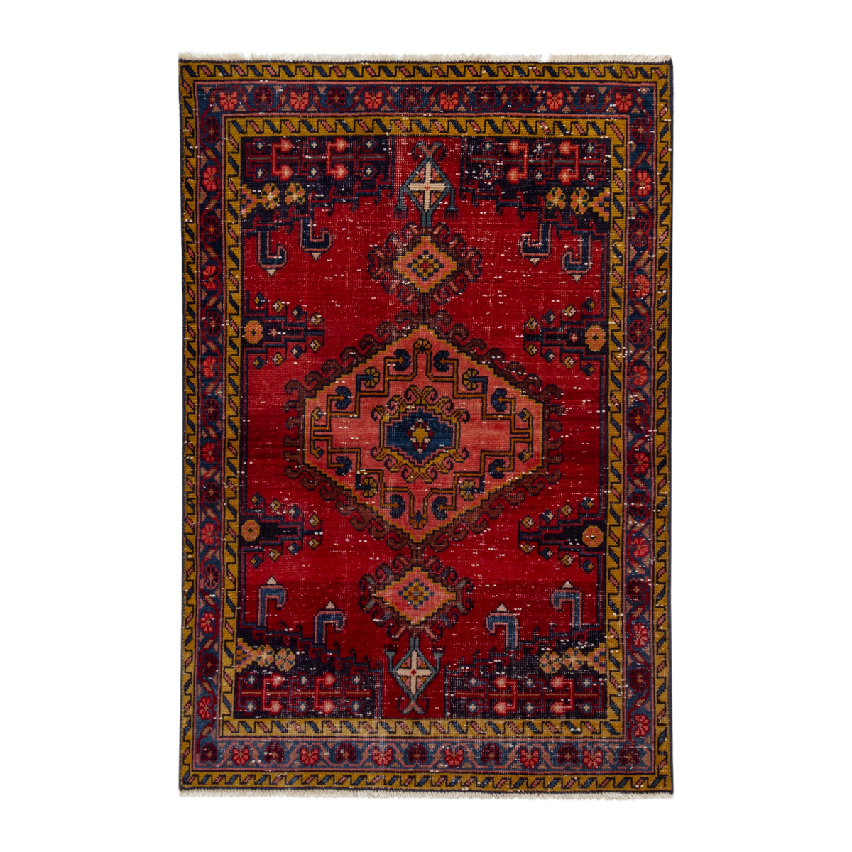 Persian Vist accent rug in deep red and burgundy, 3'7" x 5'5"