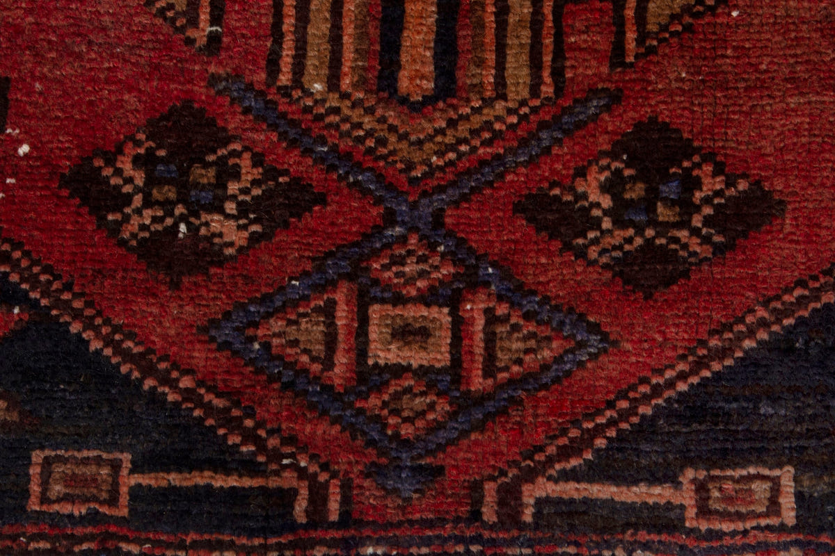 Persian Zanjan runner rug in deep red and navy, view 12 of 18