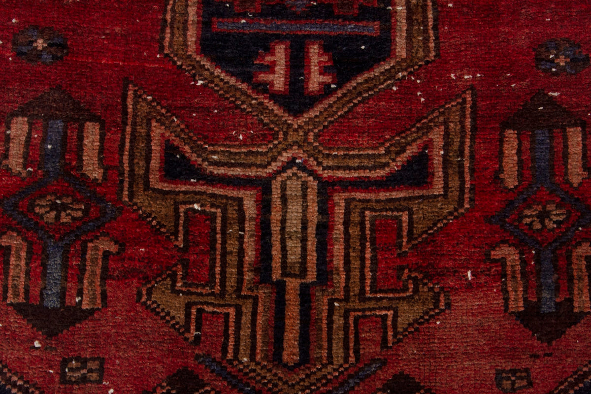 Persian Zanjan runner rug in deep red and navy, view 13 of 18