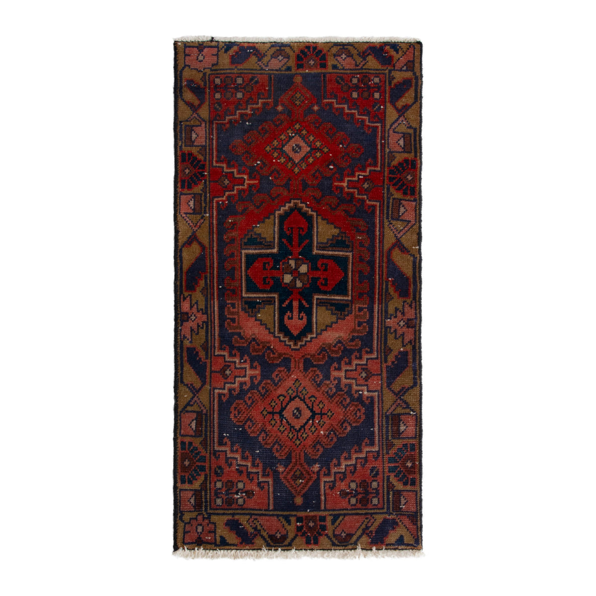 Persian Vist accent rug in deep red and dark blue, 1'9" x 3'7"