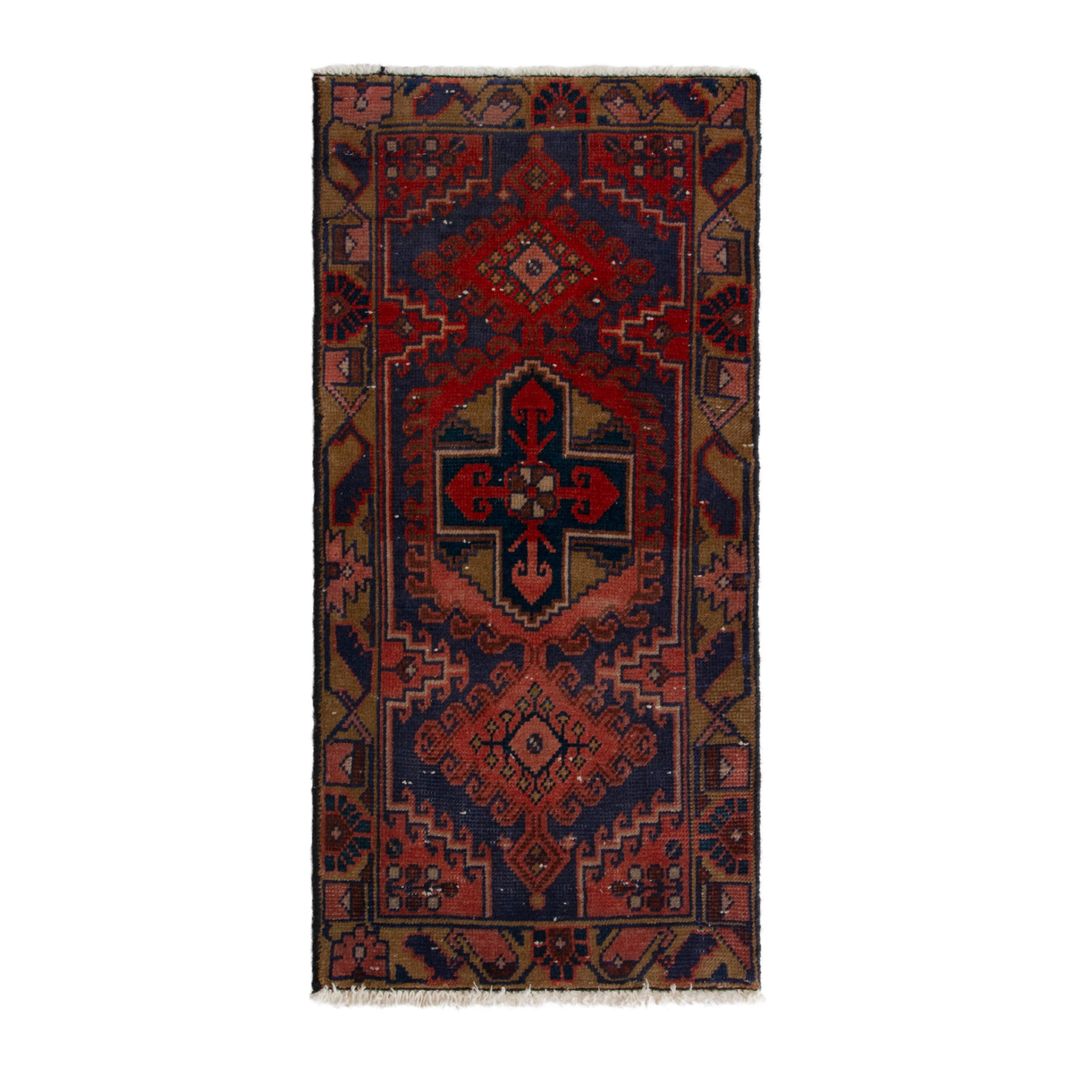 Persian Vist accent rug in deep red and dark blue, 1'9" x 3'7"