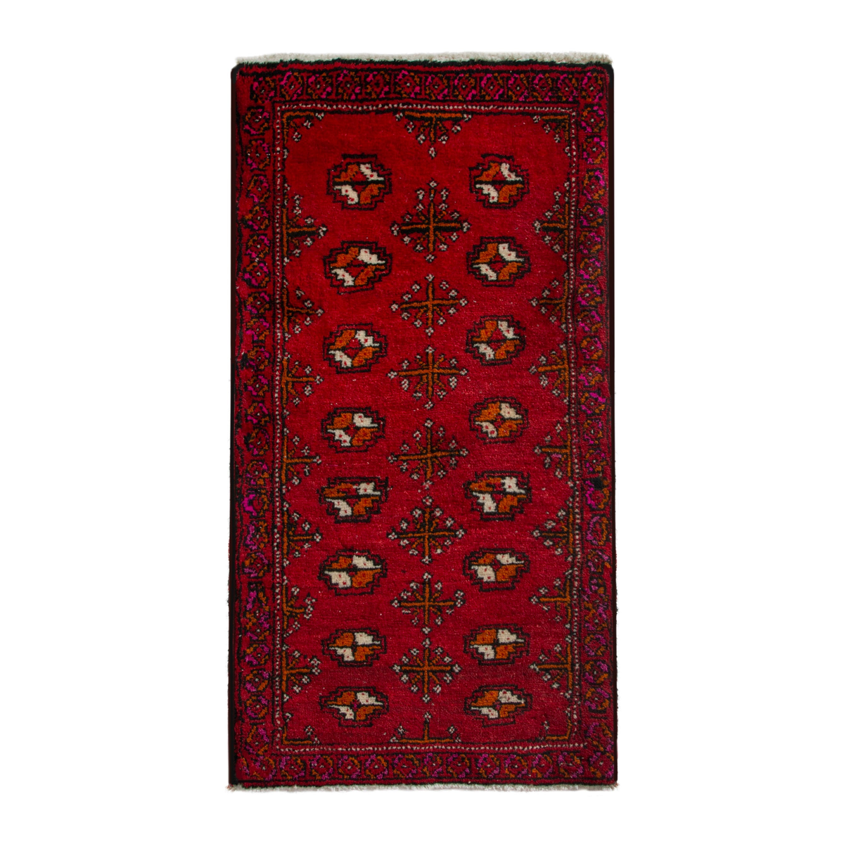 Persian Torkaman accent rug in deep red and burgundy, 1'6" x 2'7"