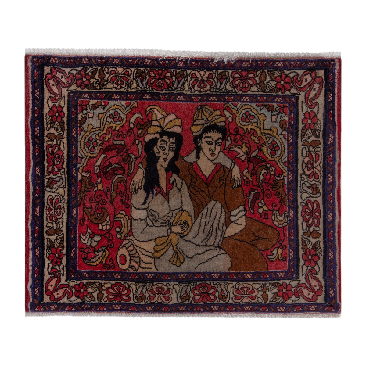 Persian Bijar accent rug in burgundy and muted pink, 2'9" x 2'4"