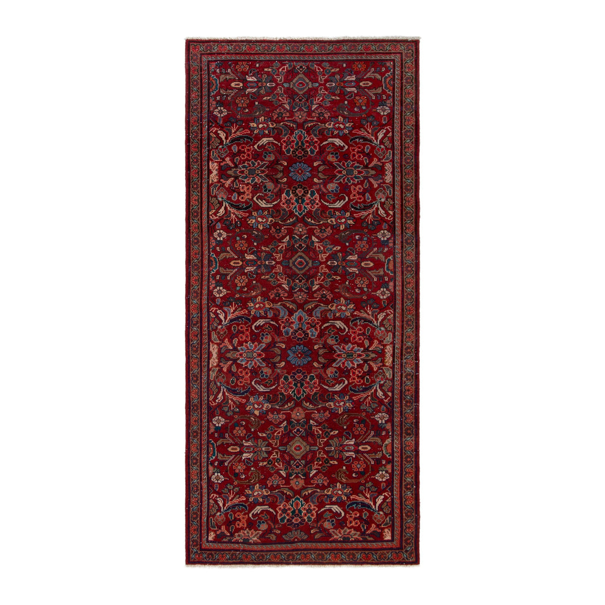 Persian Mahal area rug in deep red and rust, 4'3" x 10'1"