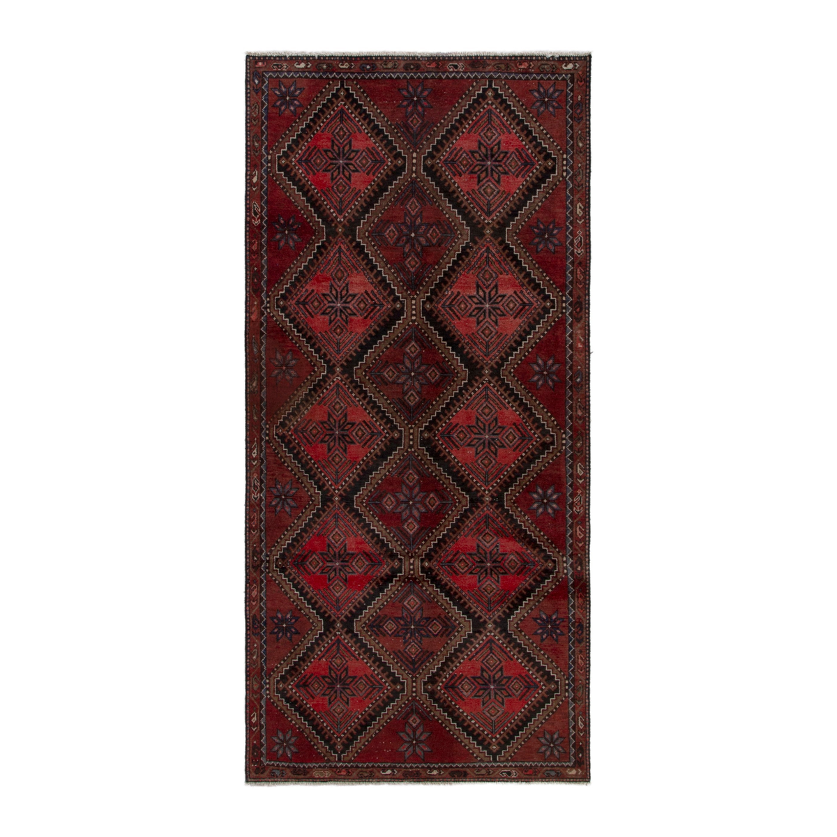 Persian Hamedan area rug in deep red and burgundy, 4'1" x 8'8"