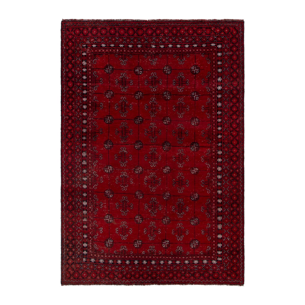 Persian Torkaman area rug in deep red and burgundy, 5'1" x 7'5"