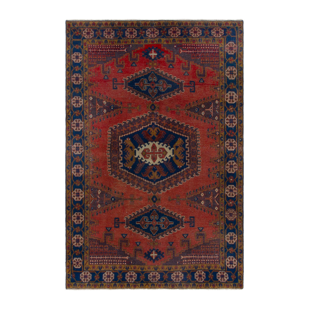 Persian Vist oversized rug in deep red and navy, 7'1" x 10'9"