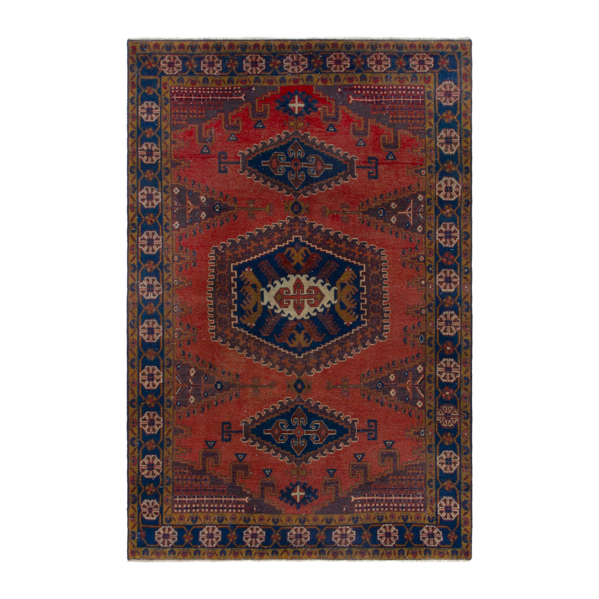 Persian Vist oversized rug in deep red and navy, 7'1" x 10'9"