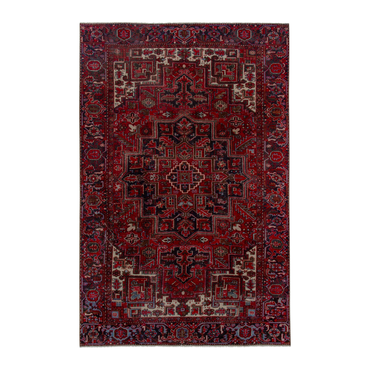 Persian Gorevan oversized rug in deep red and cream, 7'5" x 11'3"
