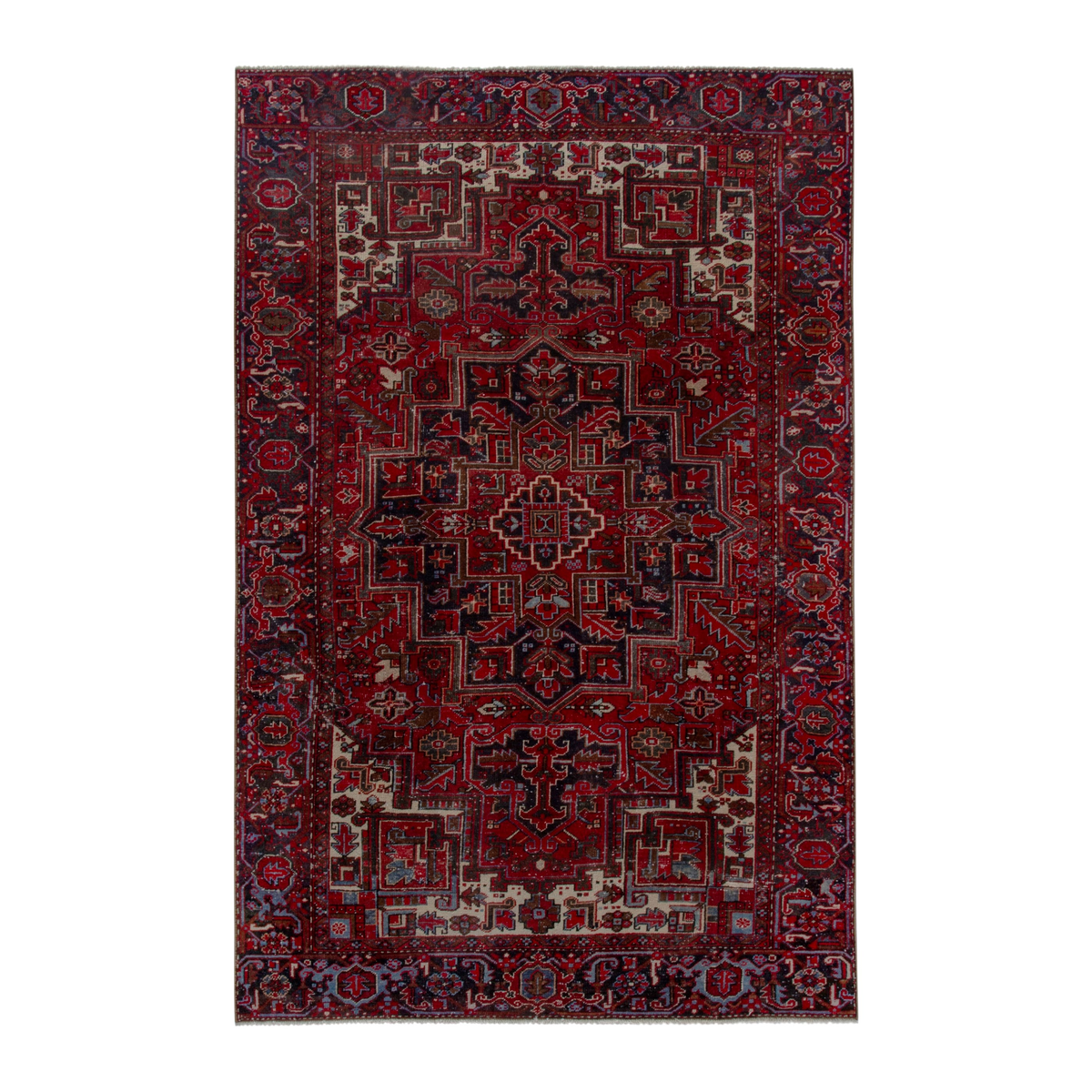 Persian Gorevan oversized rug in deep red and cream, 7'5" x 11'3"