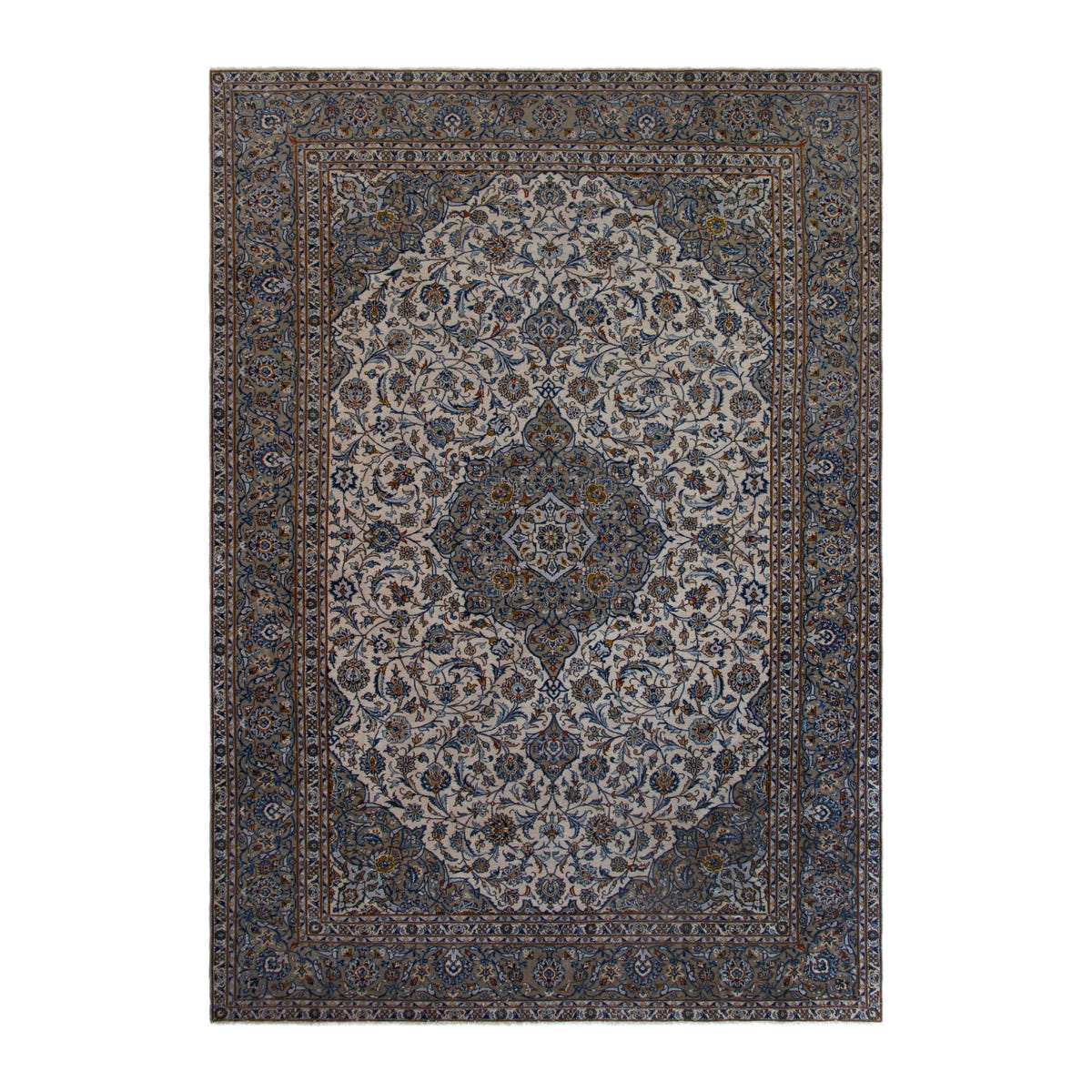 Persian Kashan oversized rug in taupe, 9'10" x 14'0"