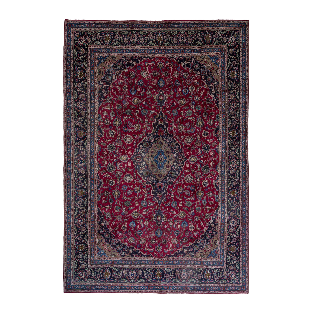 Persian Kashmar oversized rug in deep red and black cherry, 9'10" x 13'