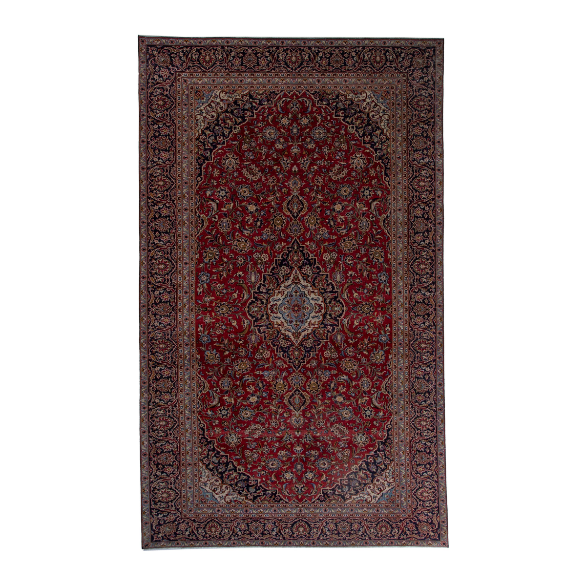 Persian Kashan oversized rug in deep red and dark brown, 9'6" x 15'9"