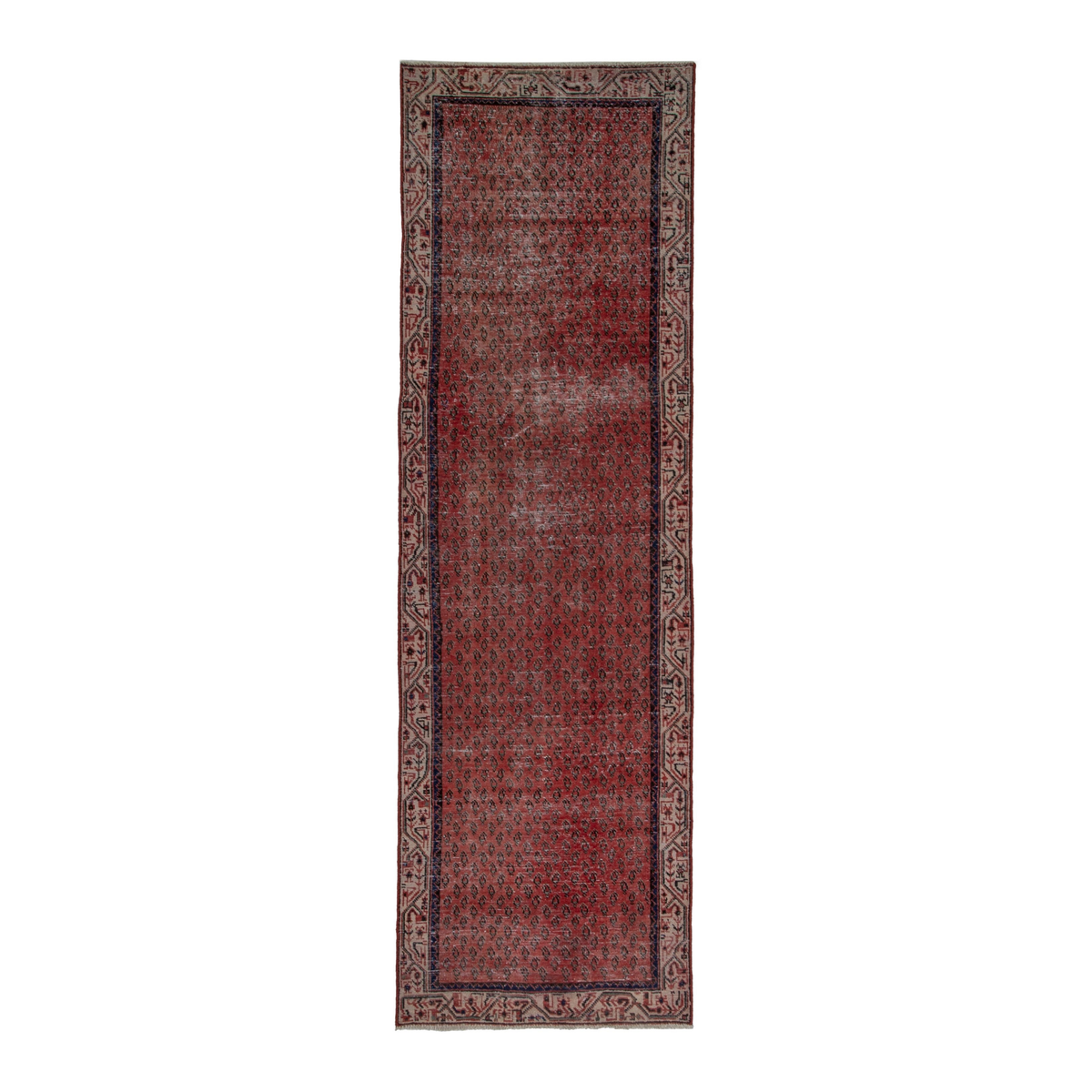 Persian Arak runner rug in faded red and greige, 3'2" x 10'4"