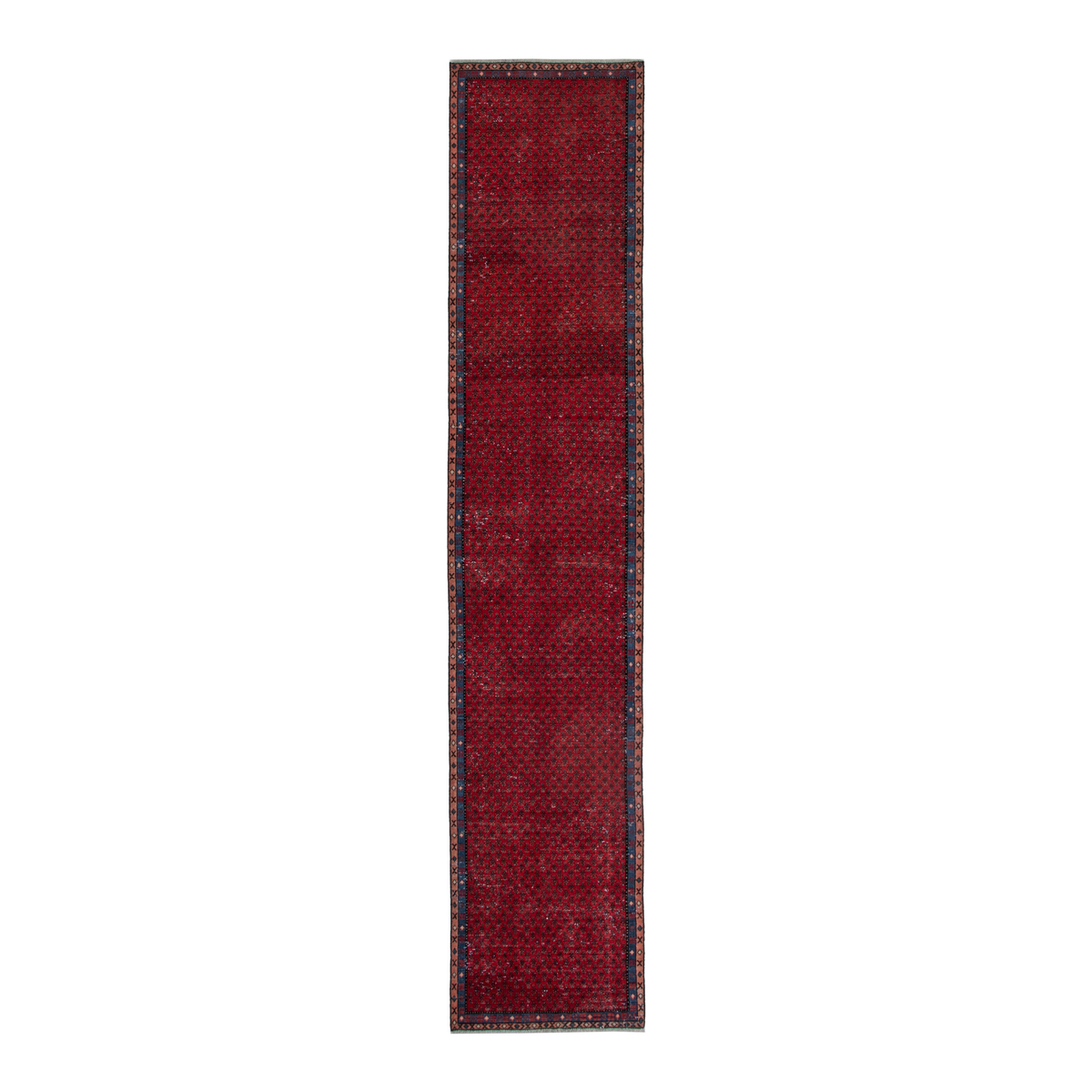 Persian Arak runner rug in burgundy and charcoal, 2'7" x 12'10"