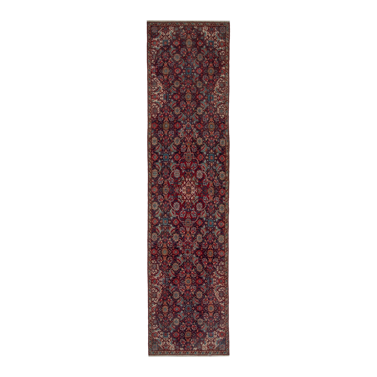 Persian Mahal runner rug in burgundy and faded red, 2'8" x 11'4"