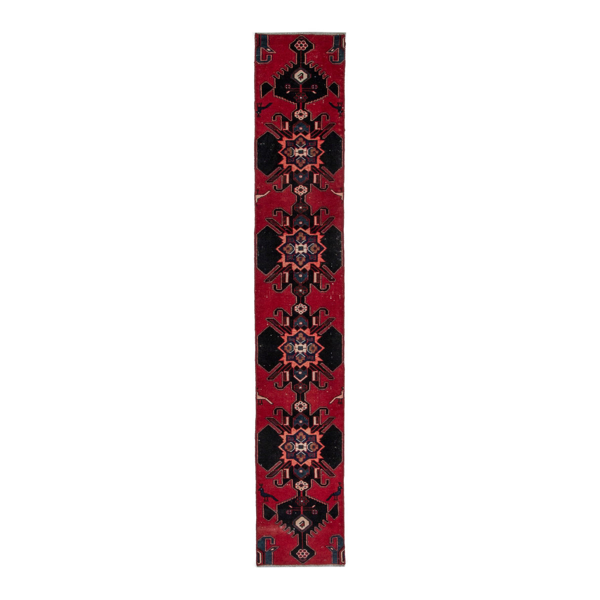 Persian Saveh runner rug in deep red and black cherry, 1'8" x 8'4"